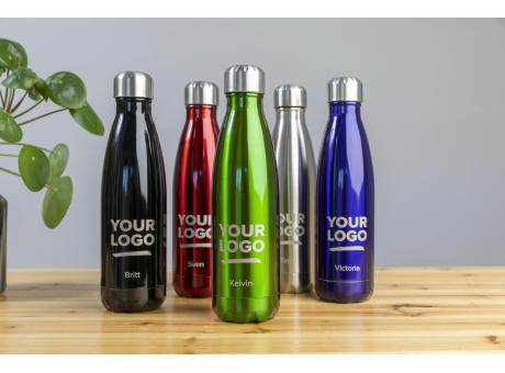 Doppelwandige Trinkflasche aus Edelstahl Lombok Werbeartikel