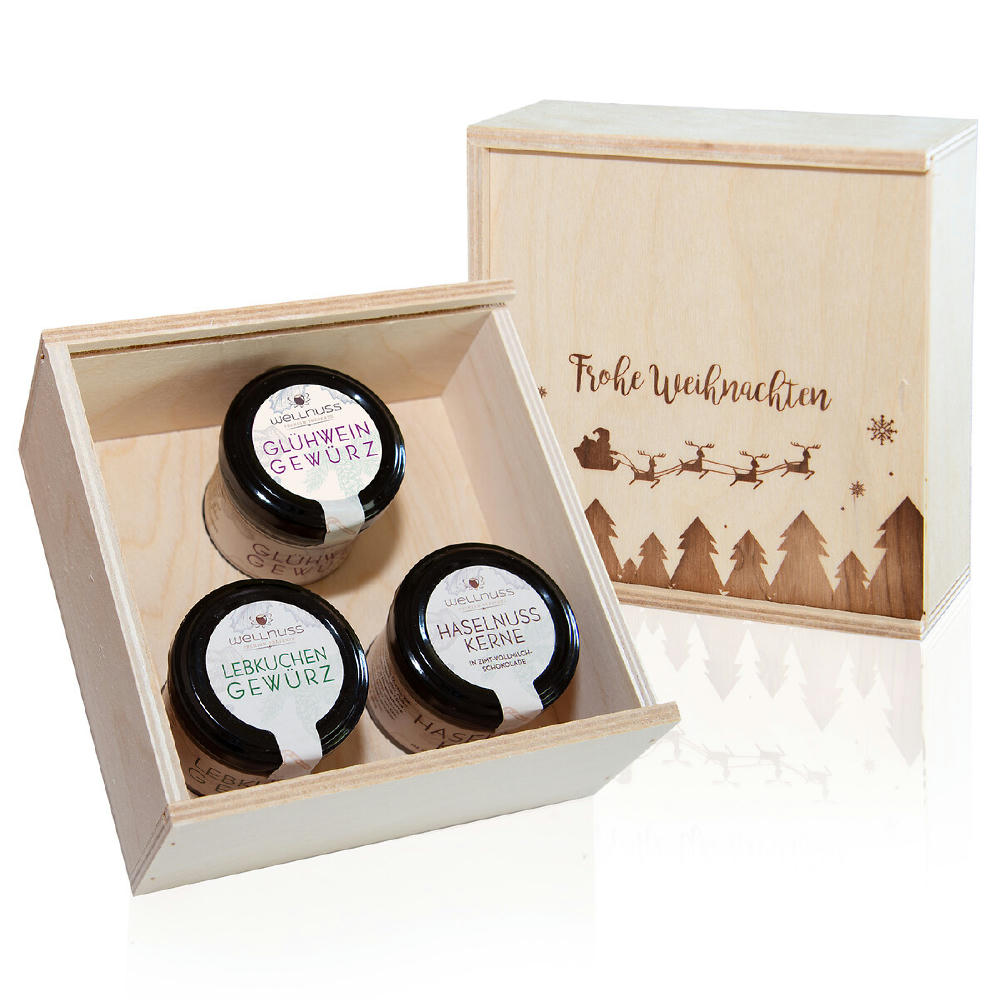 Product image Gourmetkästchen mit 3 Weihnachts-Spezialitäten im Glas Werbeartikel