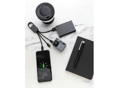 4-in-1 Kabel mit Karabiner-Clip Werbeartikel