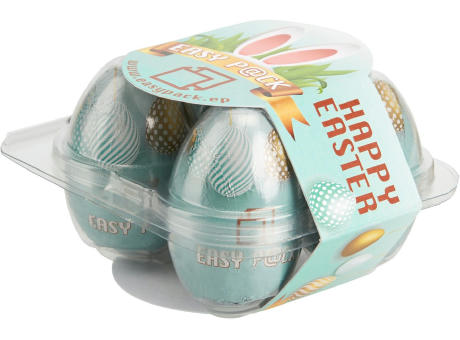 4er Eier-Box mit Werbebanderole Werbeartikel