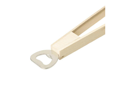 Holz-Grillzange "Opener" mit Kapselheber, 43 cm Werbeartikel