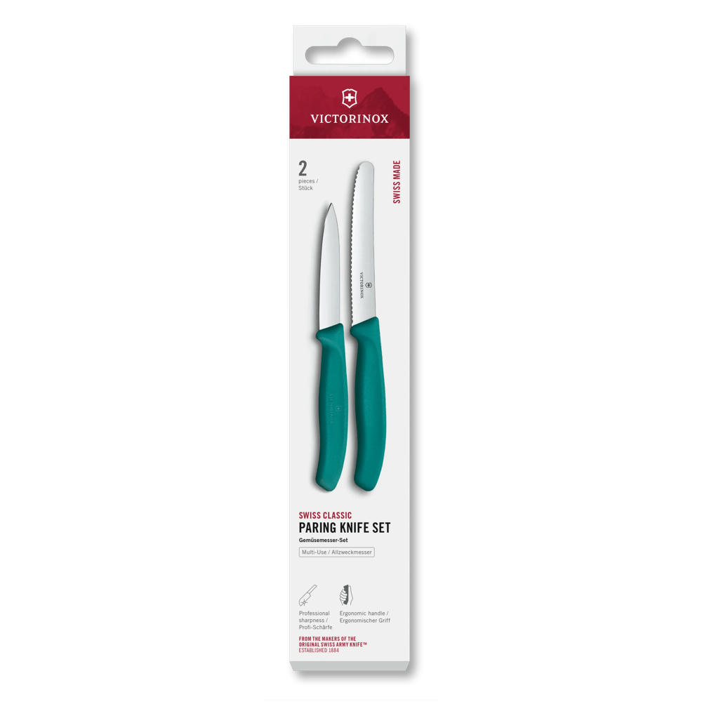 Swiss Classic Gemüsemesser Set 2-teilig, gerade und wellenförmig, grüner Griff