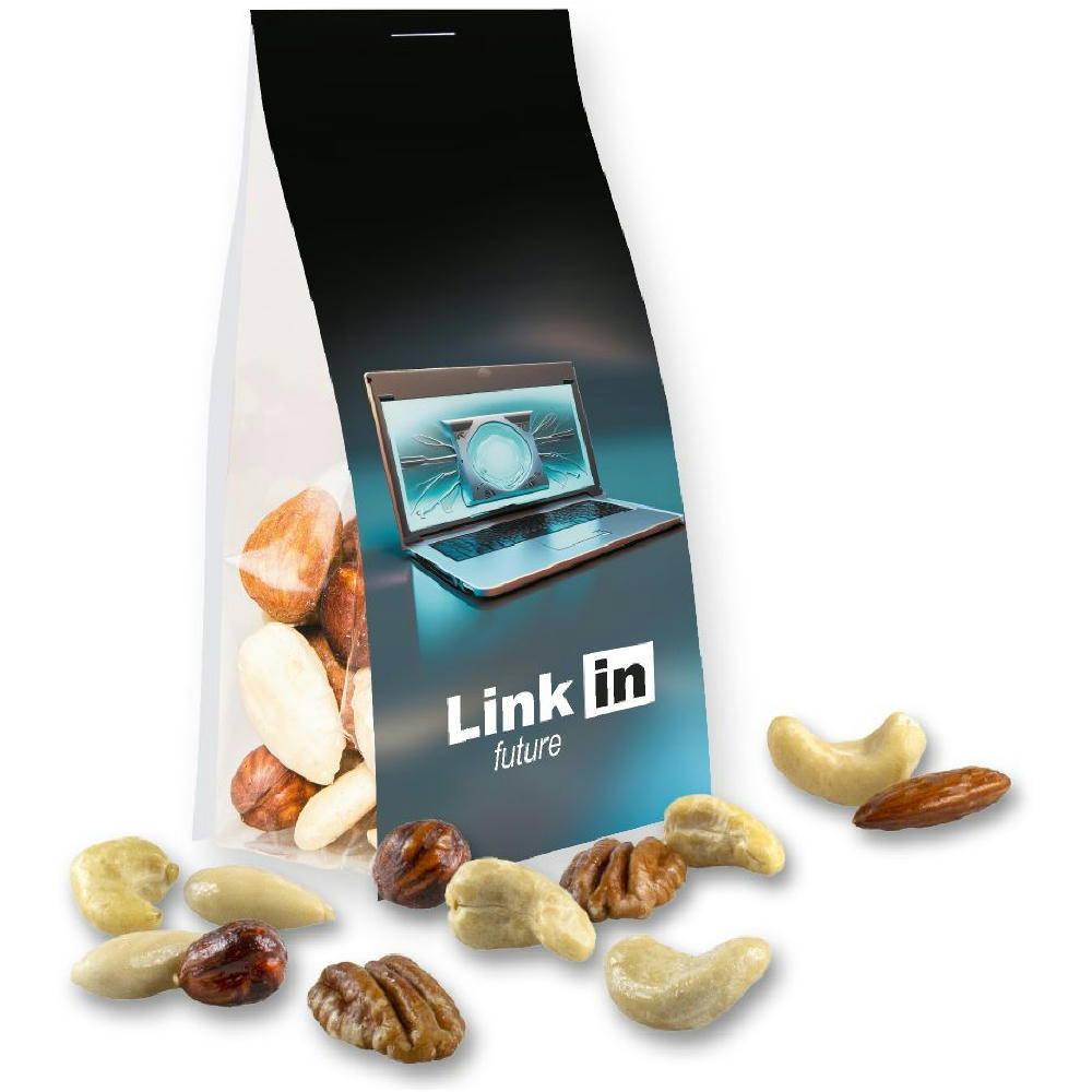 Product image NusskernMix, ca. 40g, Express Blockbodenbeutel mit Werbereiter Werbeartikel