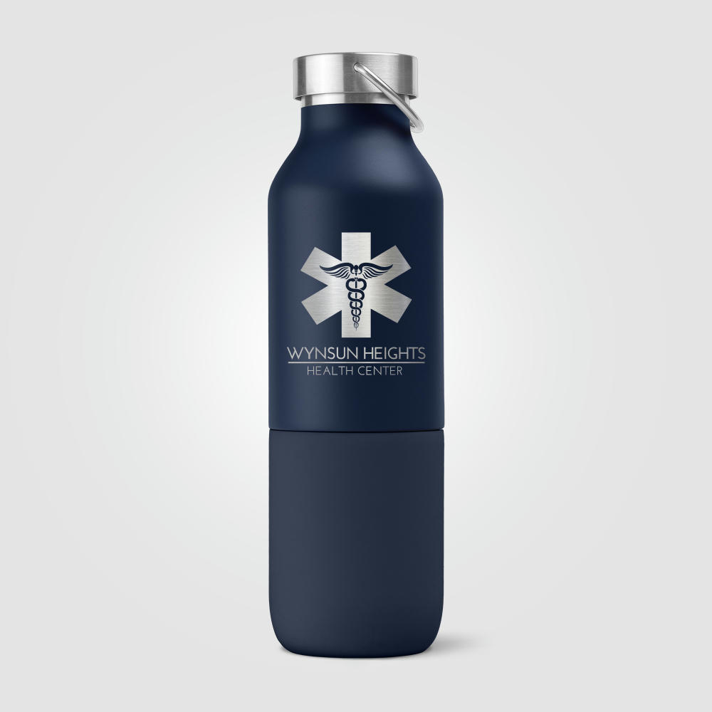 Freya Duo - 2-in-1 590 ml Recycling-Edelstahlflasche - Doppelwandig mit 325 ml Becher Werbeartikel