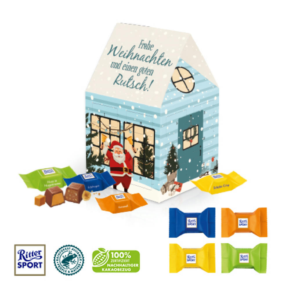 Product image Adventskalender "Haus" mit Ritter SPORT Schokowürfel Werbeartikel