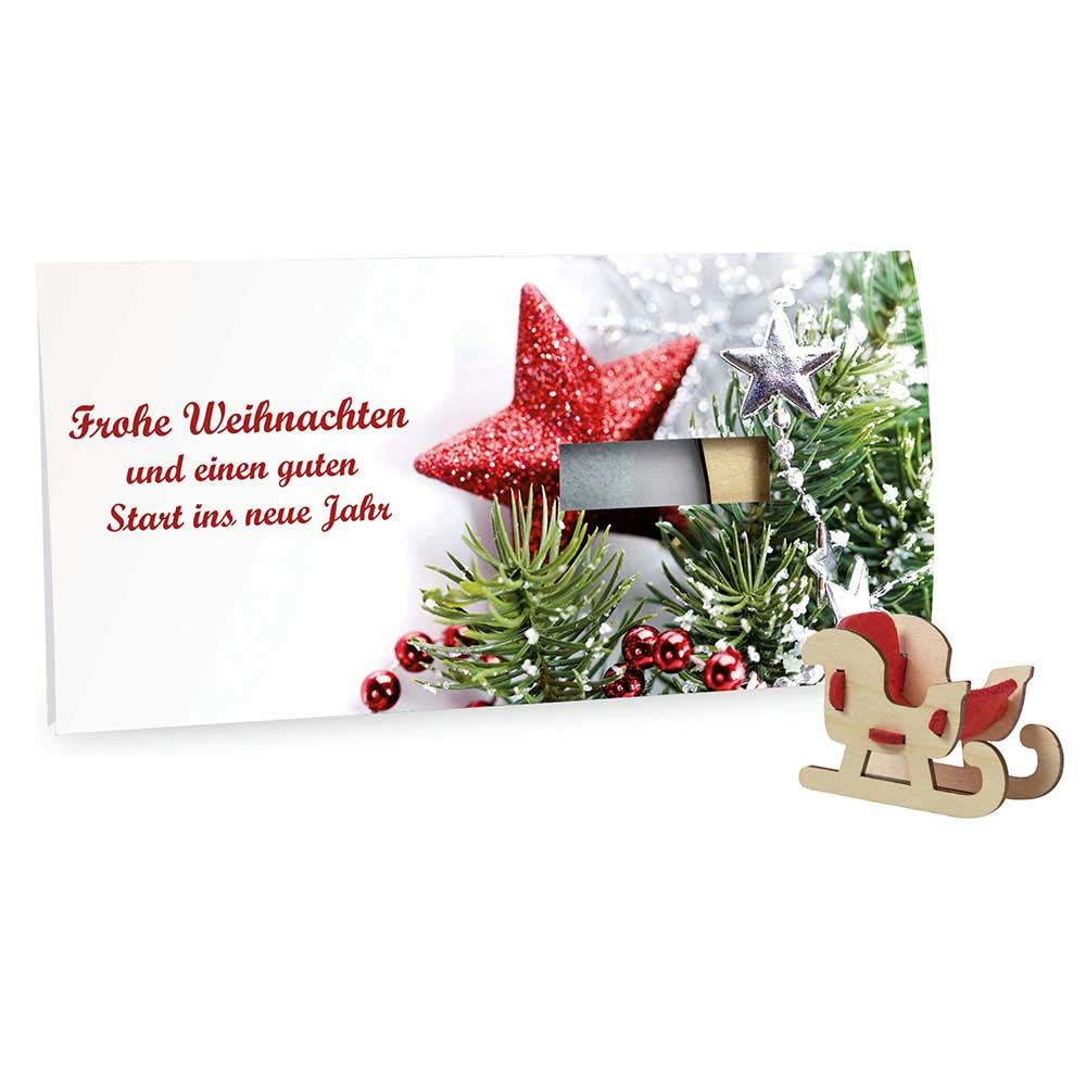 Product image Steckfiguren-Karte Filz - Schlitten 4/0-c Werbeartikel