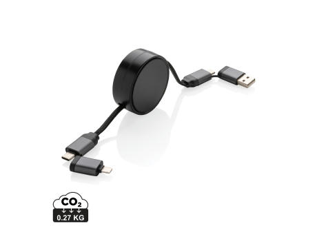 Product image Terra aufrollbares 6-in-1 45W-Kabel aus RCS recyc. Aluminium Werbeartikel