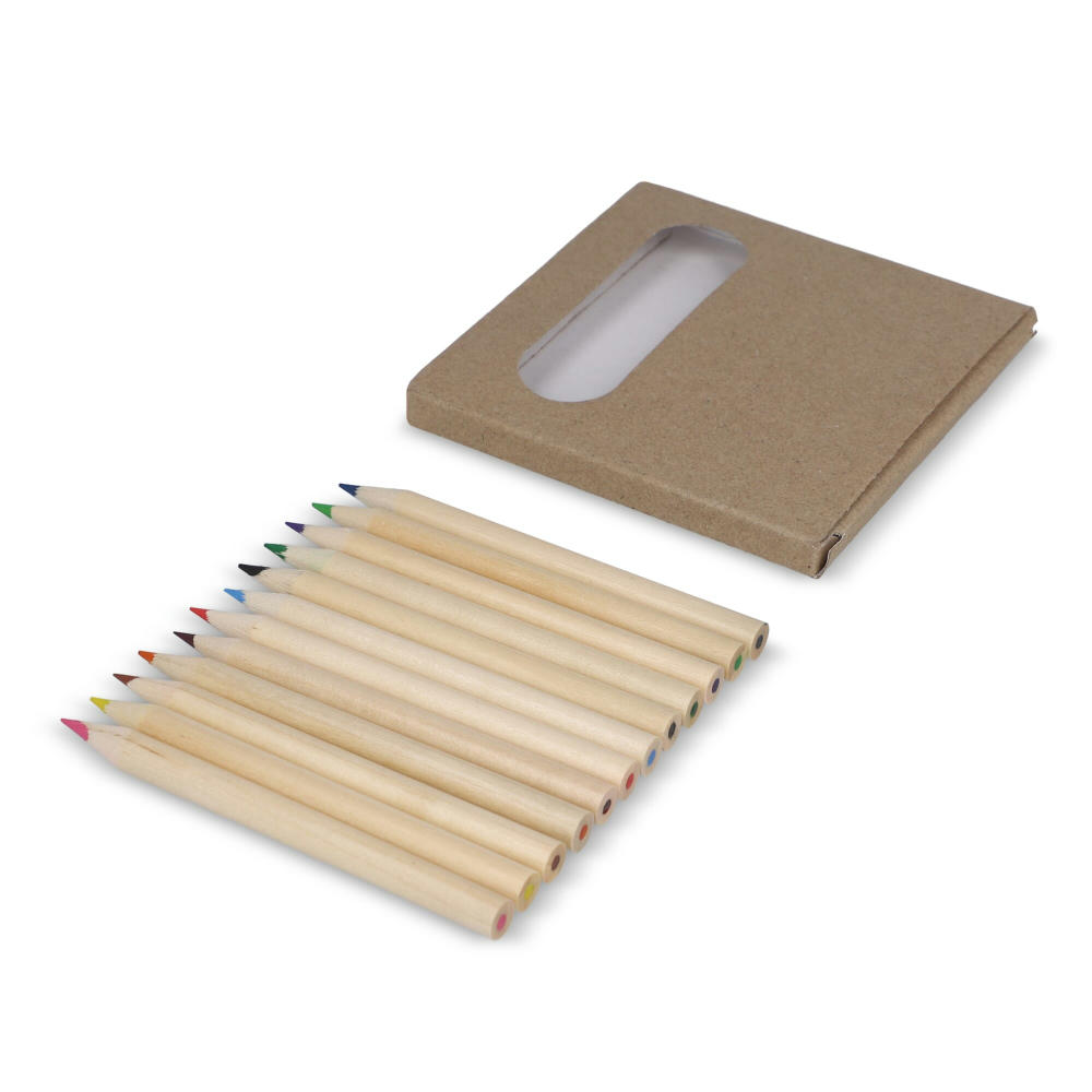 12 Buntstifte in Kraftbox Werbeartikel