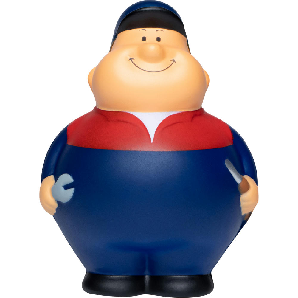 Product image Mechaniker Bert im Overall mit Schraubenschlüssel und Schraubendreher – Anti-Stress-Figur als Werbeartikel für Werkstätten