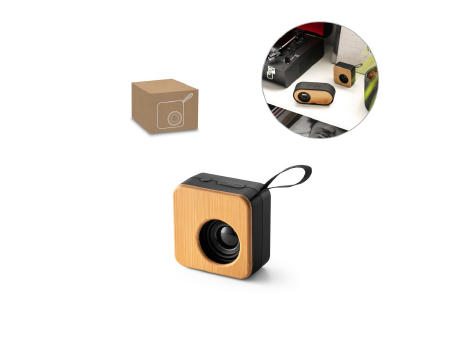 MAYER. Lautsprecher 3W mit 4 Stunden Akkulaufzeit aus Recyceltes ABS (100% rABS) und Bambus Werbeartikel