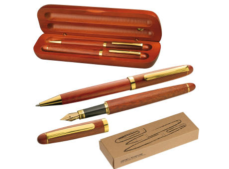 Product image Holz Schreibset mit Kugelschreiber und Füllfederhalter Werbeartikel