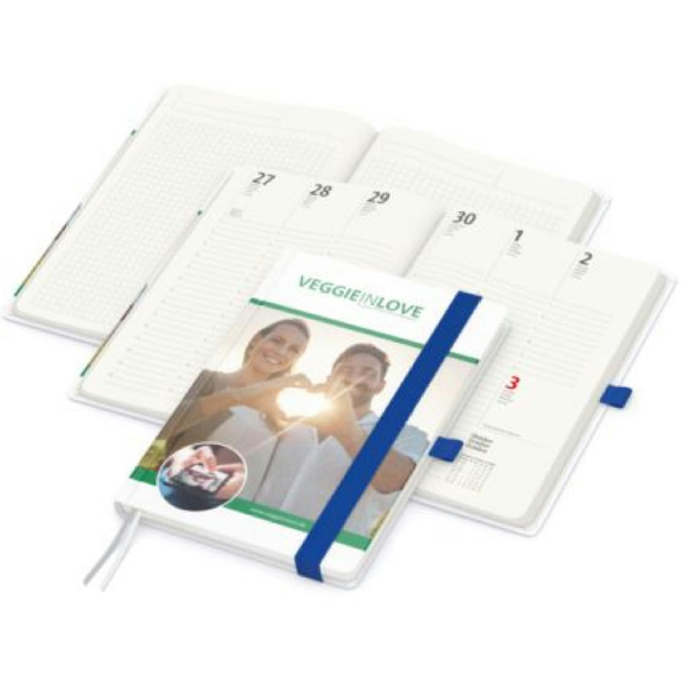 Wochenkalender vorne + Notizen hinten Match-Hybrid RECYCLING Papier-Hardcover A5 Werbeartikel