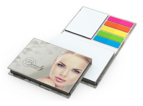 Haftnotiz-Set Prag Bookcover White Bestseller, 100/25 Blatt, Farbschnitt Werbeartikel