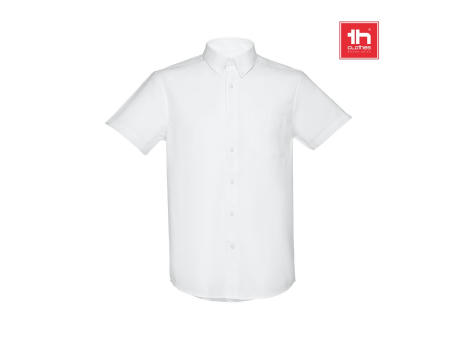 THC LONDON WH. Kurzärmeliges Herren-Oxford-Hemd. Weiße Farbe Werbeartikel