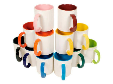 Mahlwerck Form 794 Keramiktasse Sublimation weiss, innen und Henkel farbig Werbeartikel