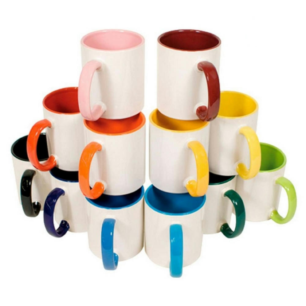 Product image Mahlwerck Form 794 Keramiktasse Sublimation weiss, innen und Henkel farbig Werbeartikel