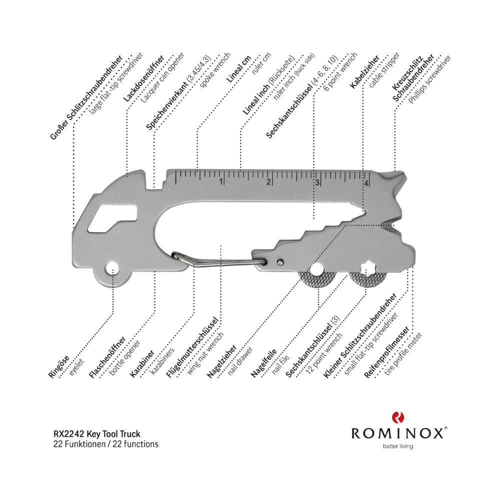Geschenkartikel: ROMINOX® Key Tool Truck / LKW (22 Funktionen) im Motiv-Mäppchen Große Helden Werbeartikel