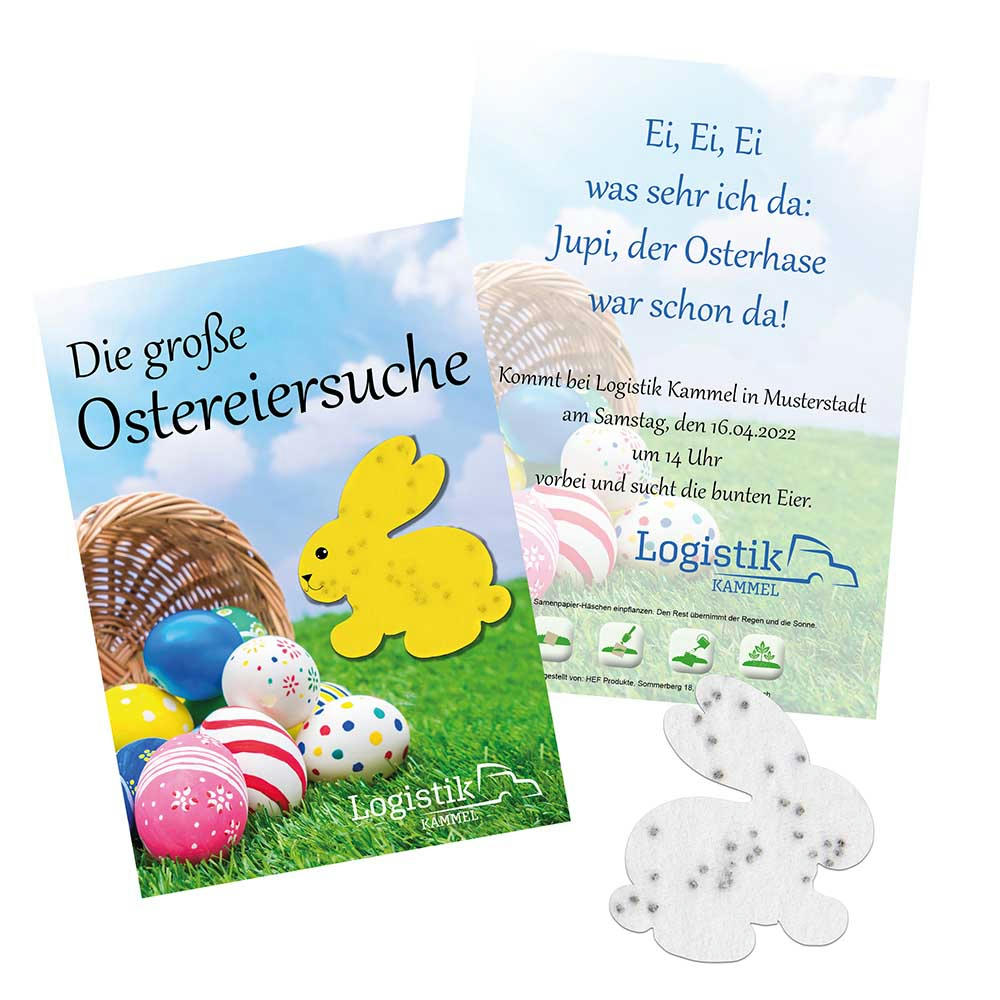 Product image Samenpapier auf A6-Karte - Ostern - Häschen Werbeartikel