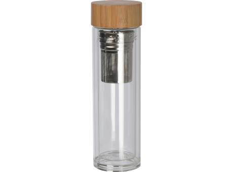 Product image Vakuum Borosilikat Glasflasche mit Teesieb, 420ml Werbeartikel