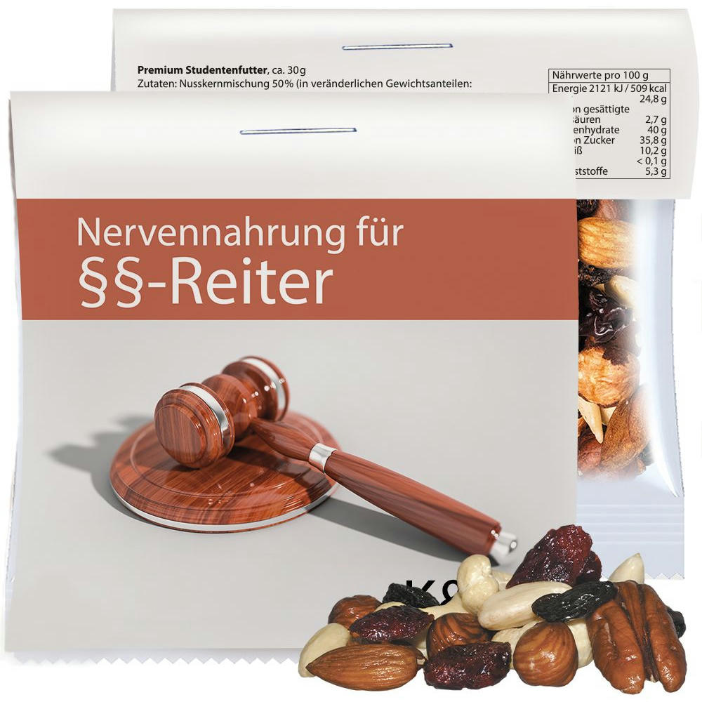 Product image Premium Studentenfutter, ca. 30g, Express Maxi-Tüte mit Werbereiter Werbeartikel