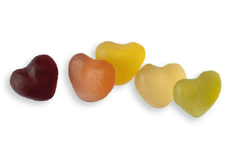 Mini Saft-Herzen Werbetüte,   10 g, Inhalt: Mini Saft-Herzen Werbeartikel