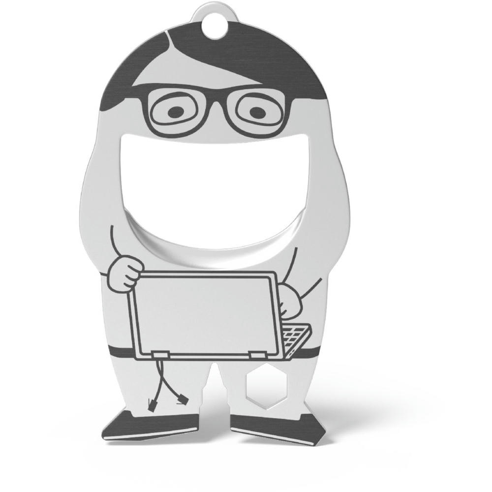 RICHARTZ Flaschenöffner fred tech: Figur mit Brille und Laptop – Werbeartikel mit Ihrem Logo