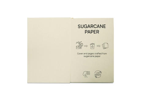 DICKINSON. A5-Notizbuch mit festem Einband, hergestellt aus Zuckerrohrpapier (80 % zuckerrohr) mit linierten Seiten Werbeartikel