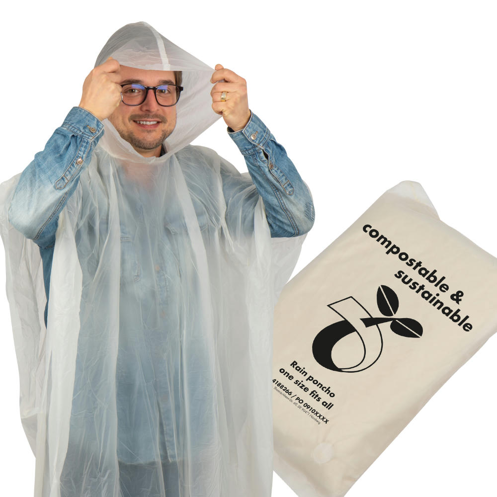 Product image Kompostierbarer Regenponcho Fleurus Werbeartikel