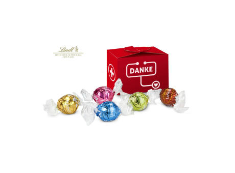 Geschenkartikel / Präsentartikel: Lindt süßes Danke, 5 Lindorkugeln für Mitarbeiter in medizinischen Berufen od. Pflegeberufen bedrucken