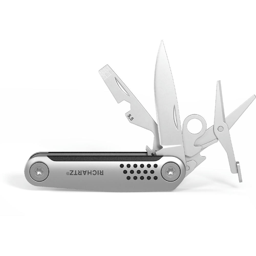 RICHARTZ STRUKTURA knife 8+ mini aufgeklappt mit Klinge, Schere und Schraubendreher – Taschenmesser mit Gravur Ihres Logos