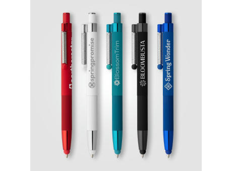 Lisbon Kugelschreiber einfarbig mit Fidget-Funktion und Stylus aus recyceltem Aluminium  bedrucken