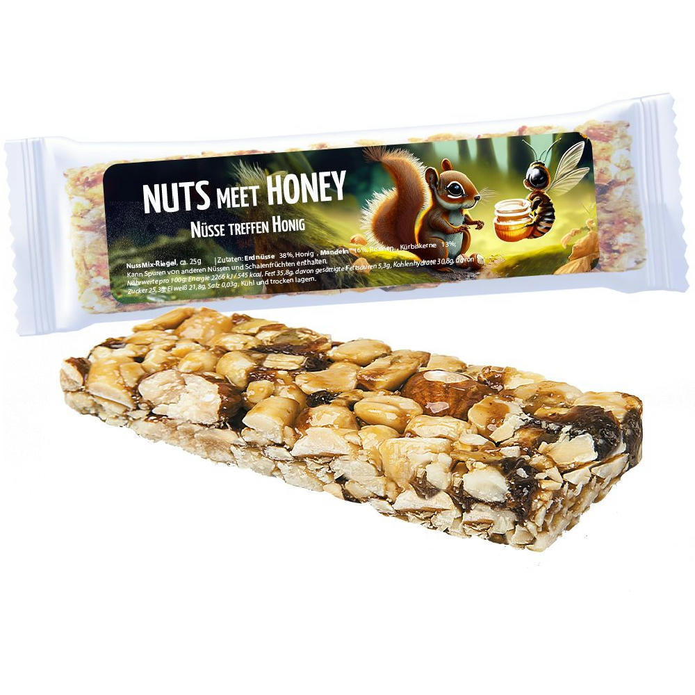 Product image NussMix Riegel Midi, 25g, Express Flowpack mit Etikett Werbeartikel