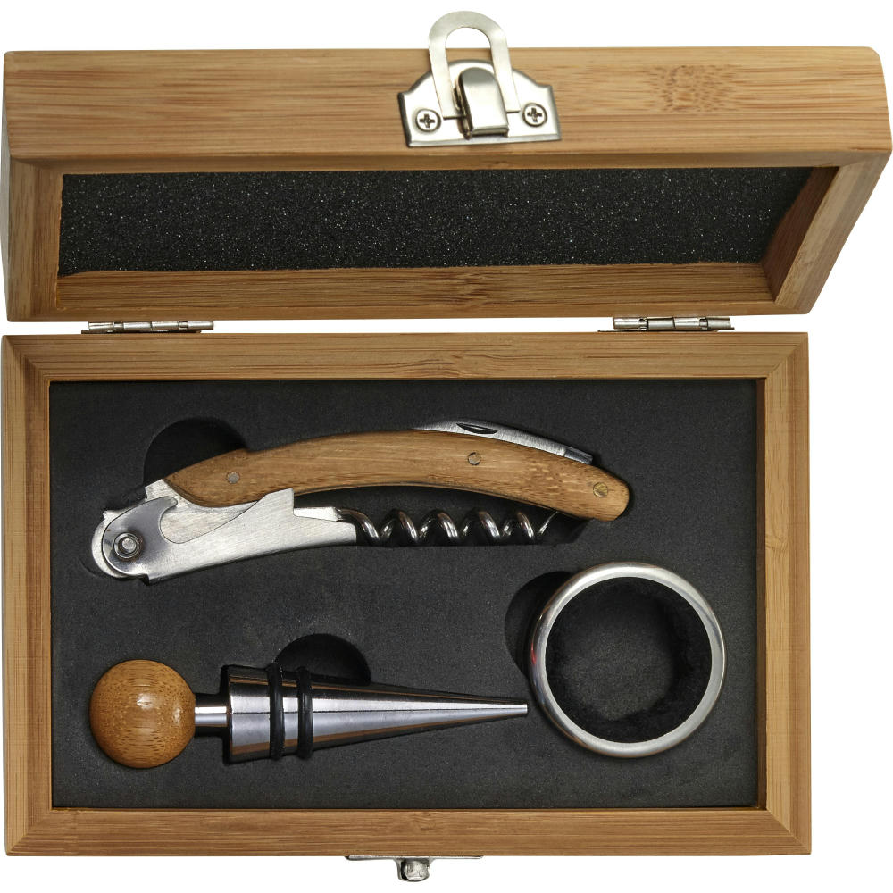 Product image Weinset aus Bambus und Stahl Leonie Werbeartikel