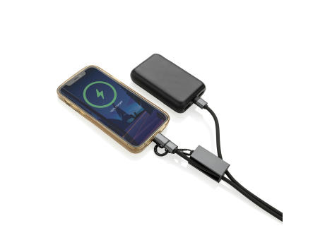 Terra 60Wduales Ladekabel aus RCS recyceltem PET mit Lanyard Werbeartikel