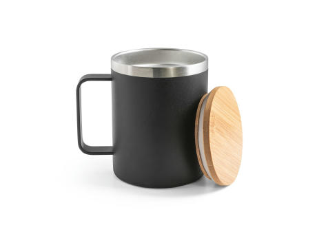Product image LAUDA. Becher aus 90% recyceltem Edelstahl mit Bambusdeckel 420 mL bedrucken