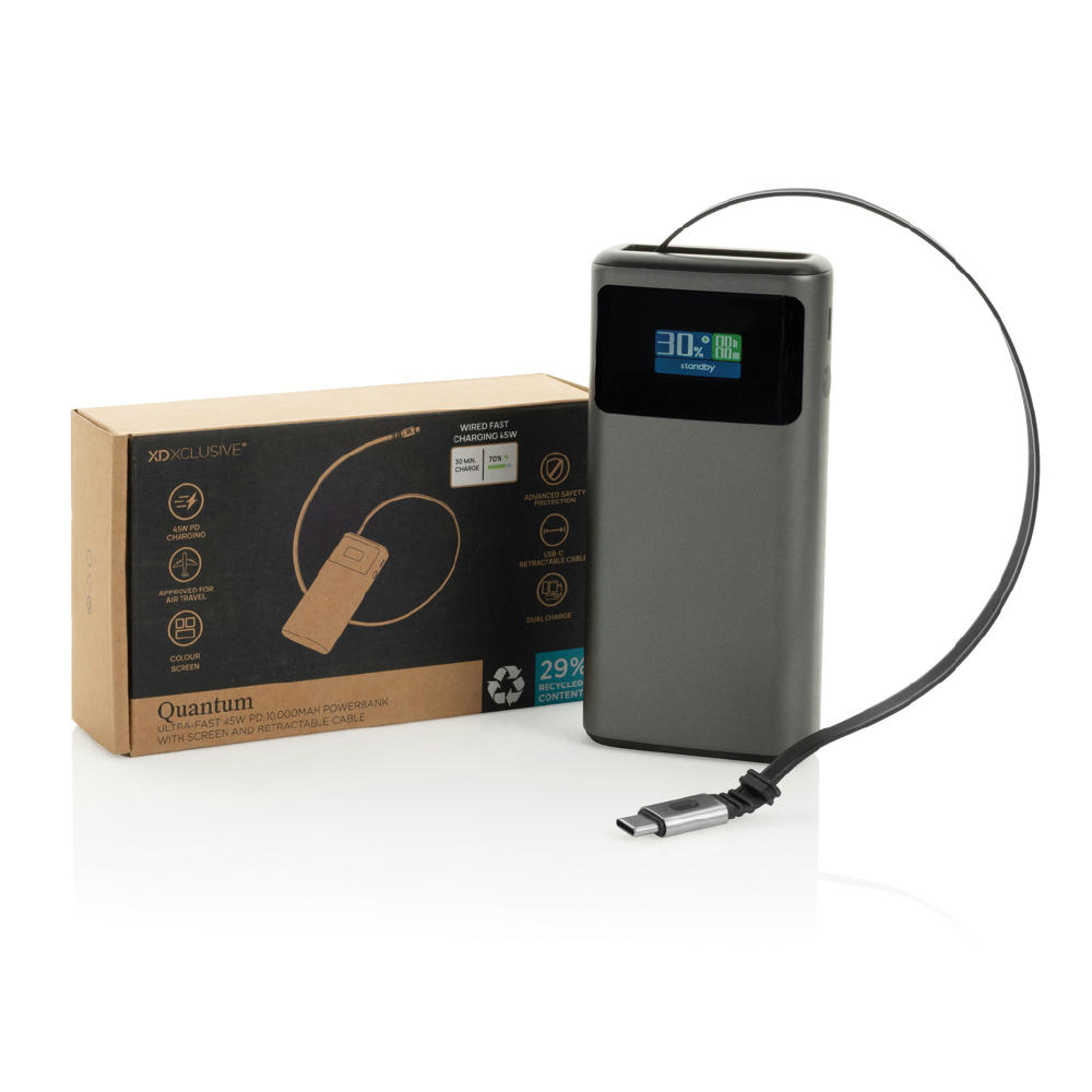 Quantum RCS Ultra-Fast 45W 10.000mAh Powerbank mit Display Werbeartikel