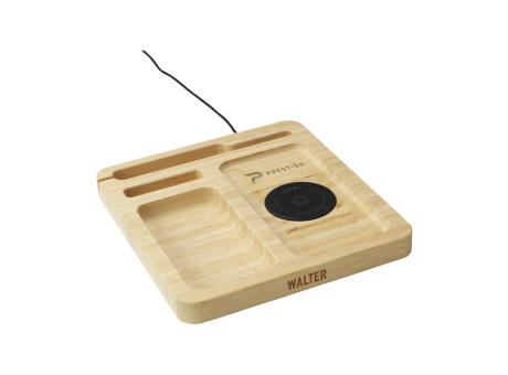 Walter Bamboo Single Dock 15W Organizer und Ladegerät Werbeartikel