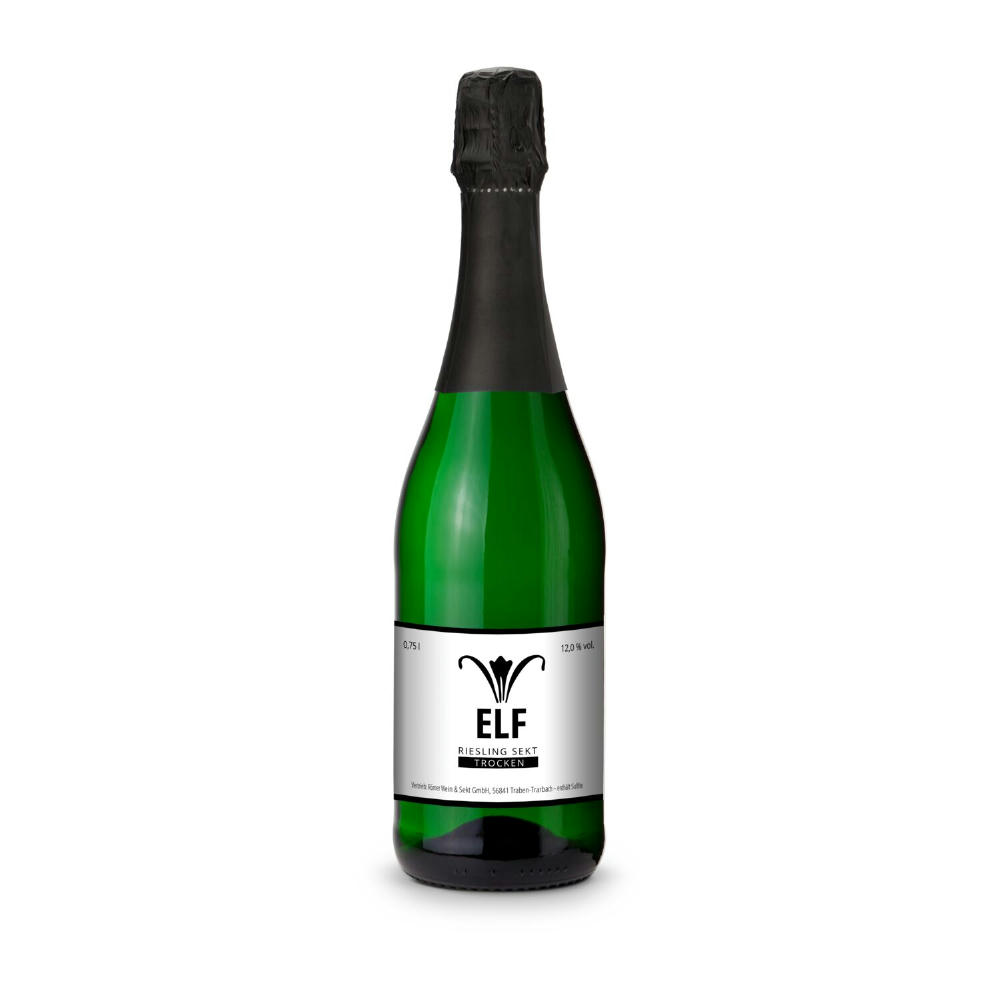 Sekt - Riesling - Flasche grün - Kapselfarbe Gold, 0,75 l Werbeartikel