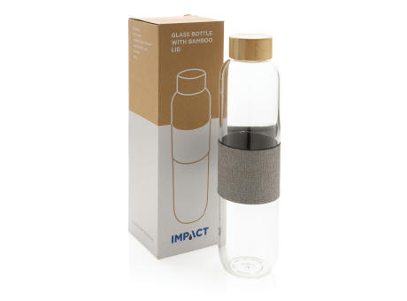 Impact Borosilikat-Glasflasche mit Bambusdeckel Werbeartikel
