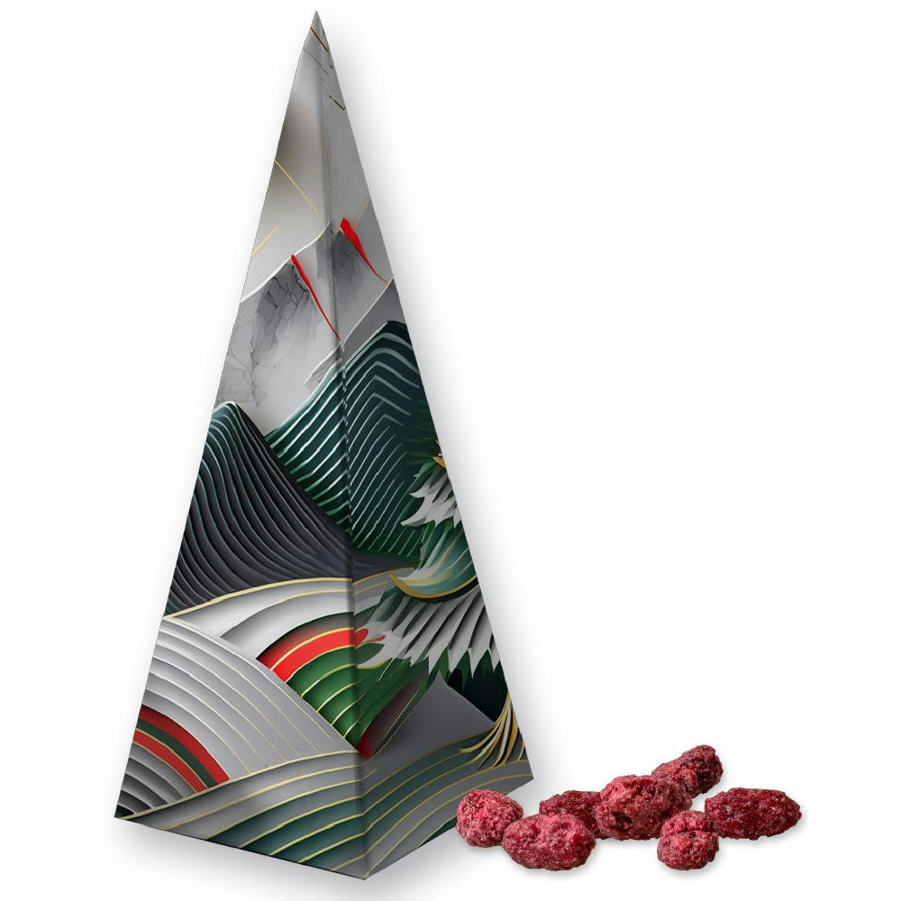 Gebrannte Mandeln Himbeere, ca. 30g, Präsent-Pyramide Werbeartikel