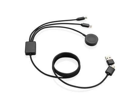 Terra RCS rPET 6-in-1-Ladekabel mit Uhrenladegerät Werbeartikel