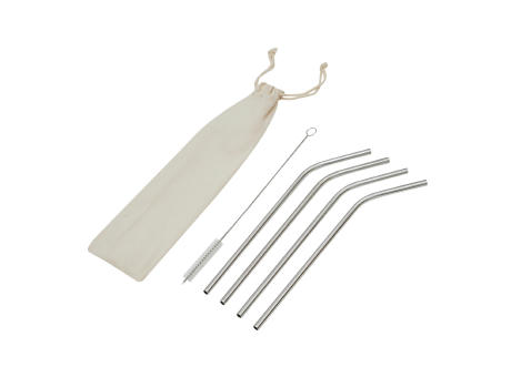 Product image Edelstahl-Strohhalm-Set DRINK HAPPY Werbeartikel