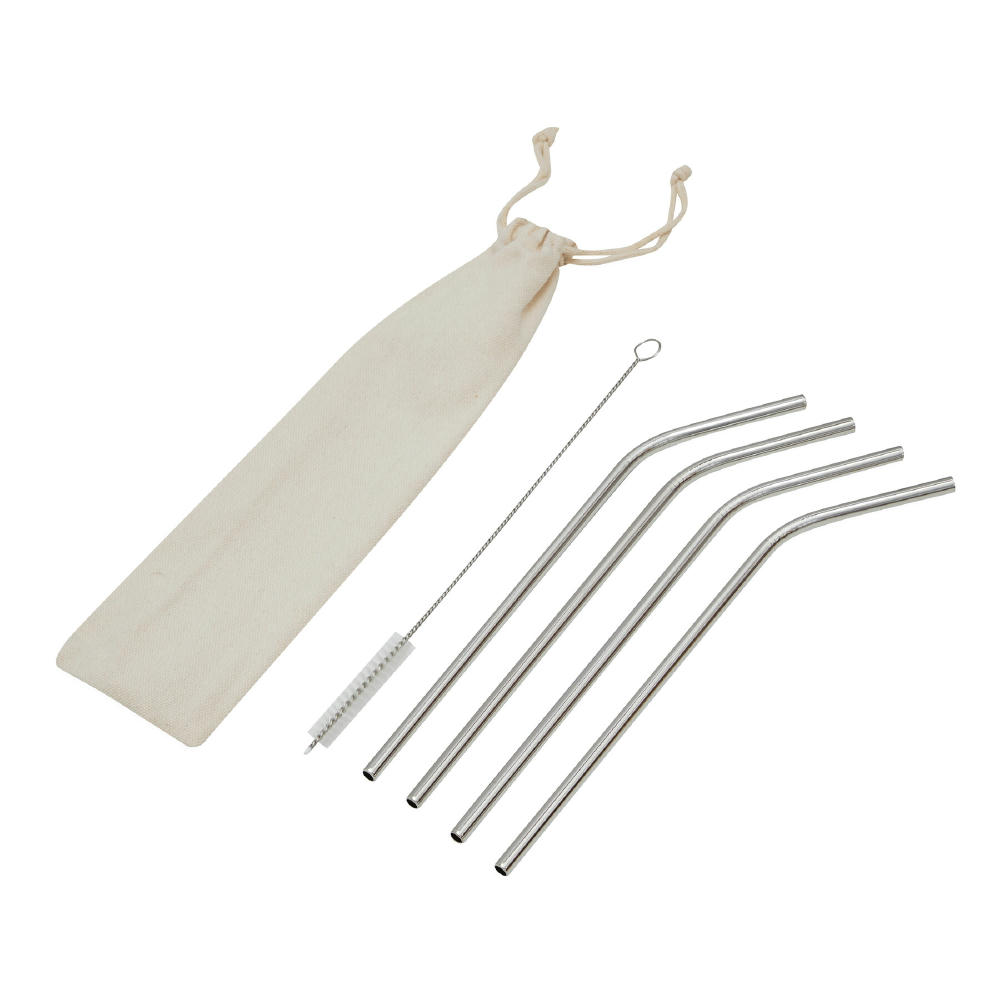 Product image Edelstahl-Strohhalm-Set DRINK HAPPY Werbeartikel