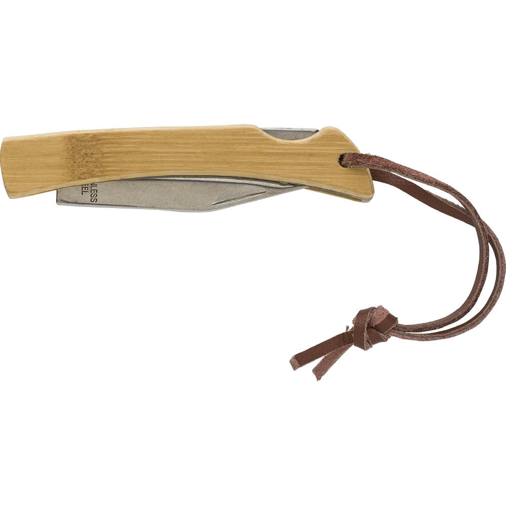 Product image Klappbares Messer aus Edelstahl und Bambus Beckett Werbeartikel