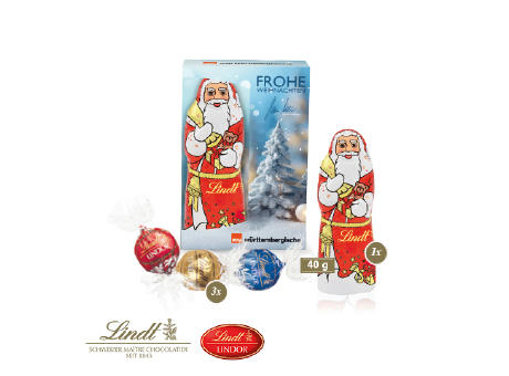 Product image Premium-Präsent mit Lindt Weihnachtsmann „Medium“ Werbeartikel