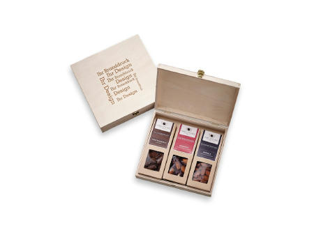 Product image 3 Premium Snacks in der Birkenholzbox Werbeartikel