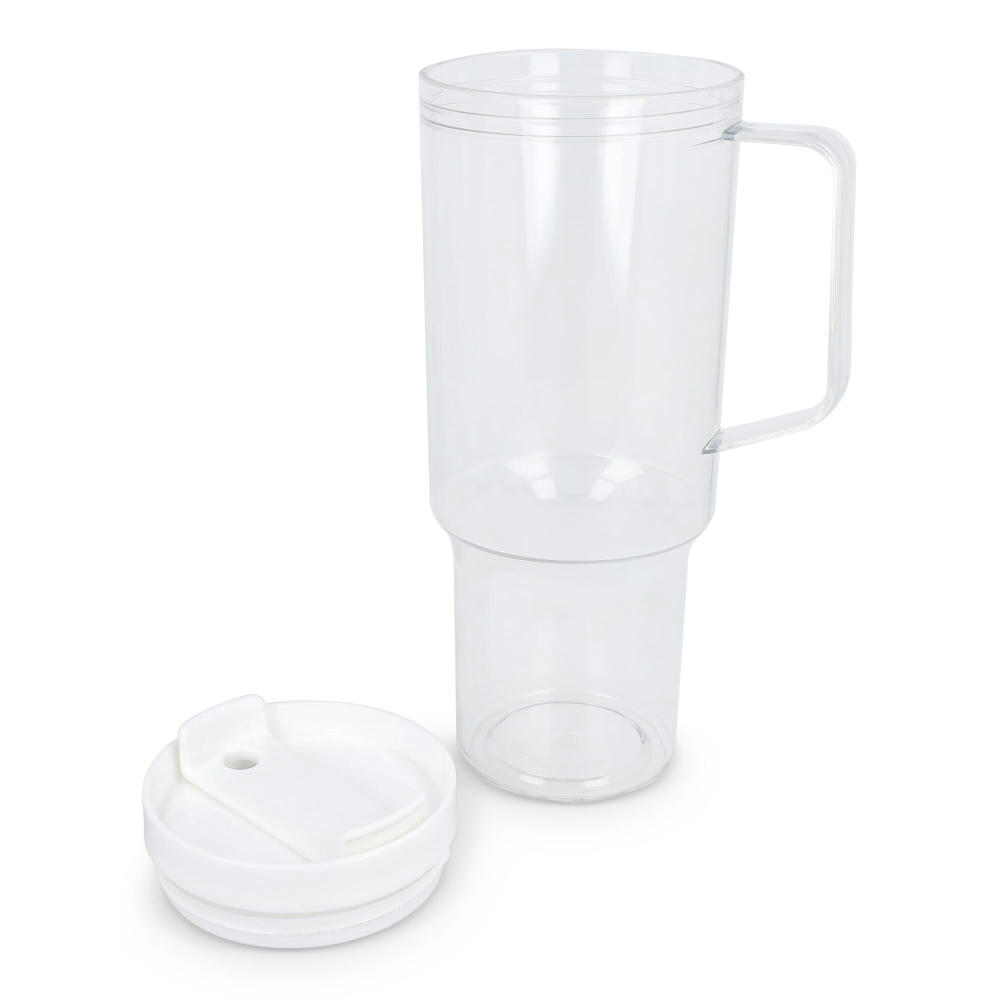 Miami Becher mit Henkel transparent 1,2 l R-PET Werbeartikel