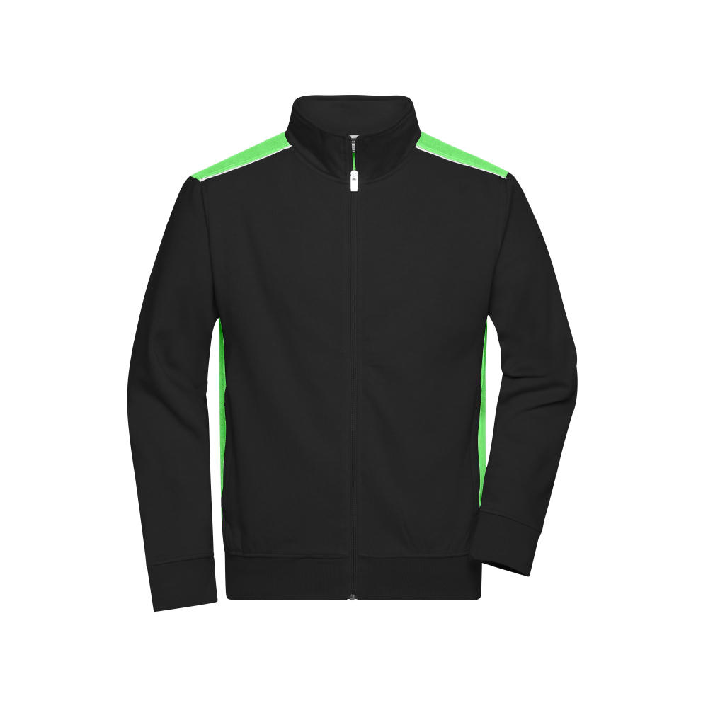 Men's Workwear Sweat Jacket - COLOR - - Sweatjacke mit Stehkragen und Kontrasteinsätzen Werbeartikel