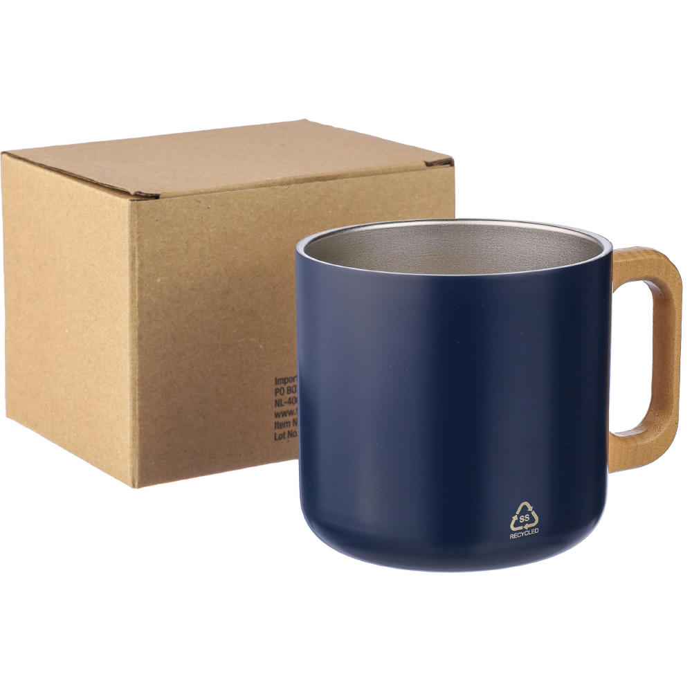 Doppelwandiger Becher aus recyceltem Edelstahl 400 ml Dwight Werbeartikel