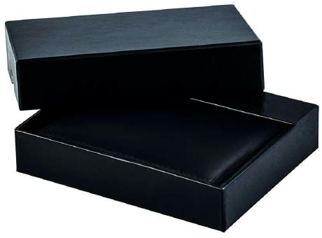 Kompaktes RFID Leder-Etui mit Geldscheinklammer und Kartenfächern bedrucken